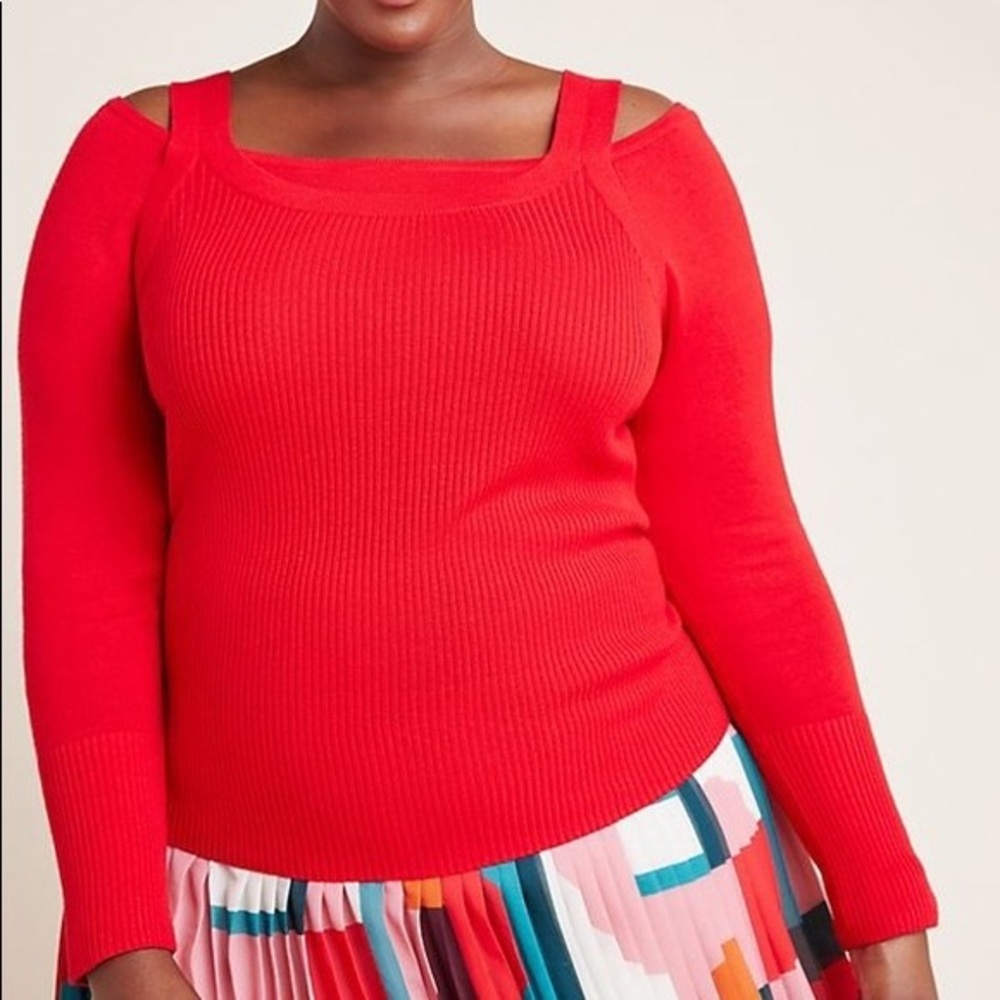 Anthropologie Jamie Open Shoulder Knit Top  1X